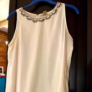 Loft Size medium tank top with beading at the neckline